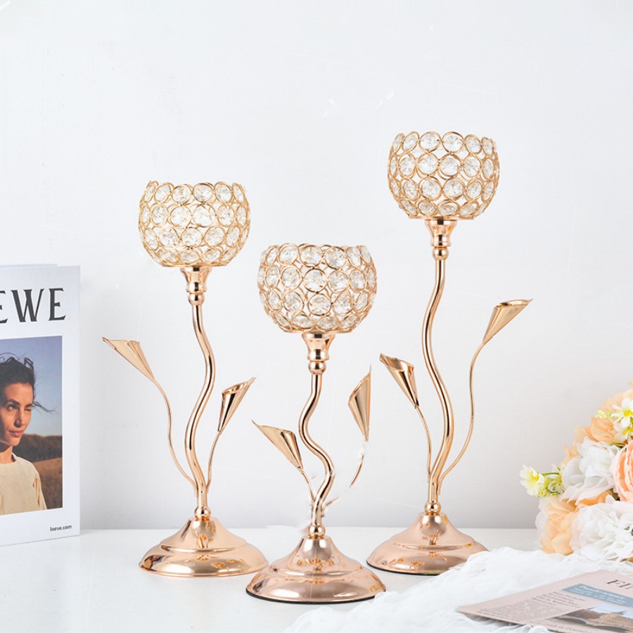 Gold Crystal Candle Holder, Ir - Centerpiece Stick 评论和价格