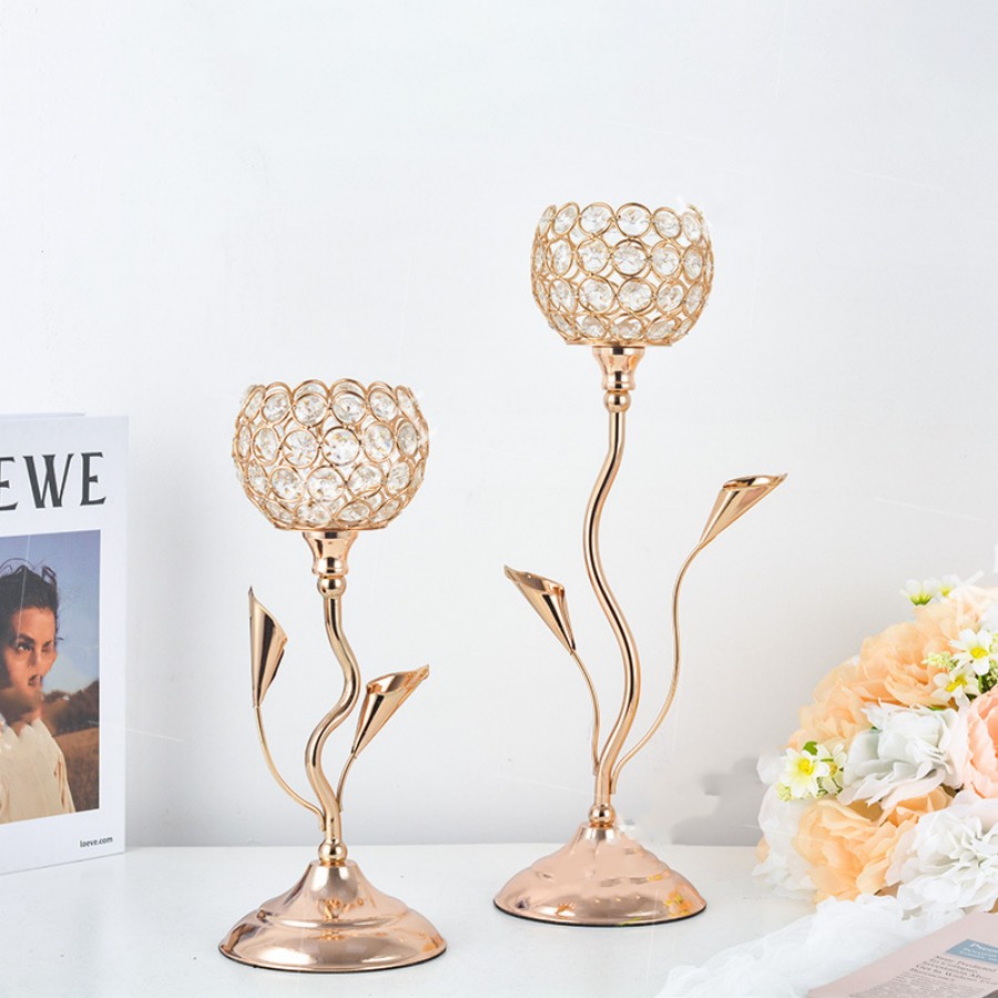 Gold Crystal Candle Holder, Ir - Centerpiece Stick 评论和价格