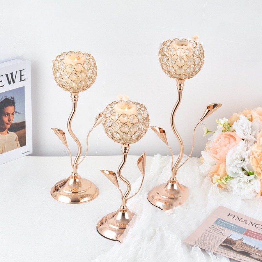 Gold Crystal Candle Holder, Ir - Centerpiece Stick 评论和价格